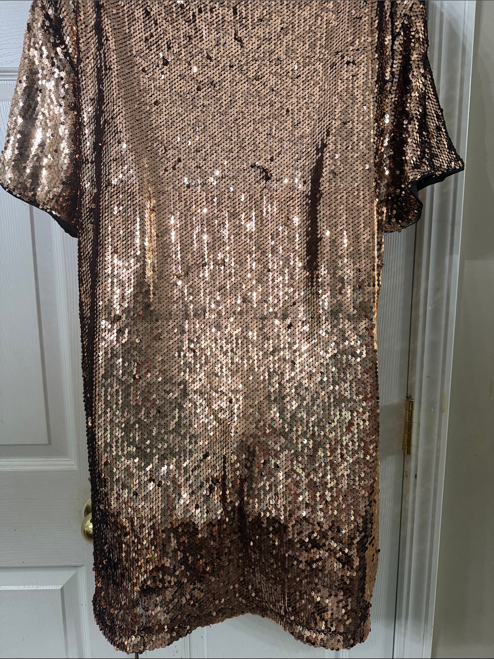 Hot & Delicious Rose Gold Sequin Shift Dress Sz S NWOT - Picture 6 of 8